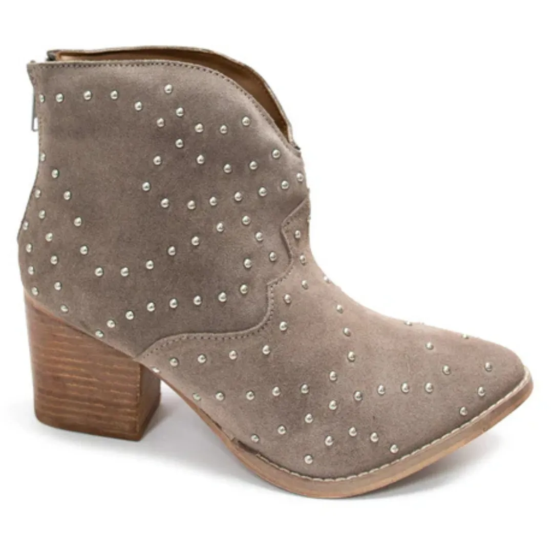 Online Exclusive | Twilight Studded Heeled Ankle Boot in Taupe