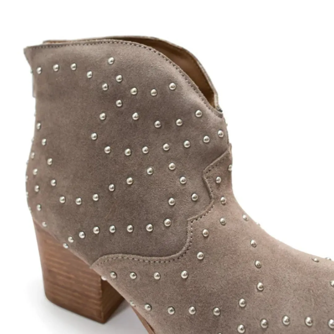 Online Exclusive | Twilight Studded Heeled Ankle Boot in Taupe