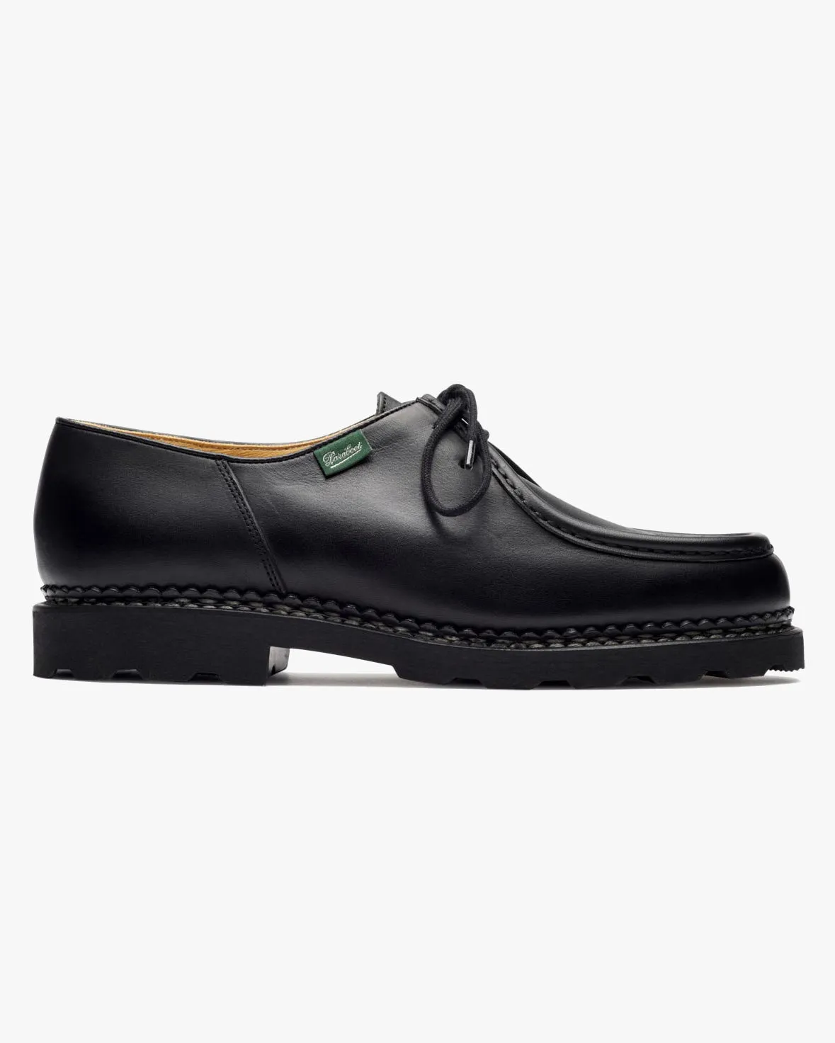 Paraboot Michael Piped Seam Derby Shoe - Lisse Noir / Marche Noire