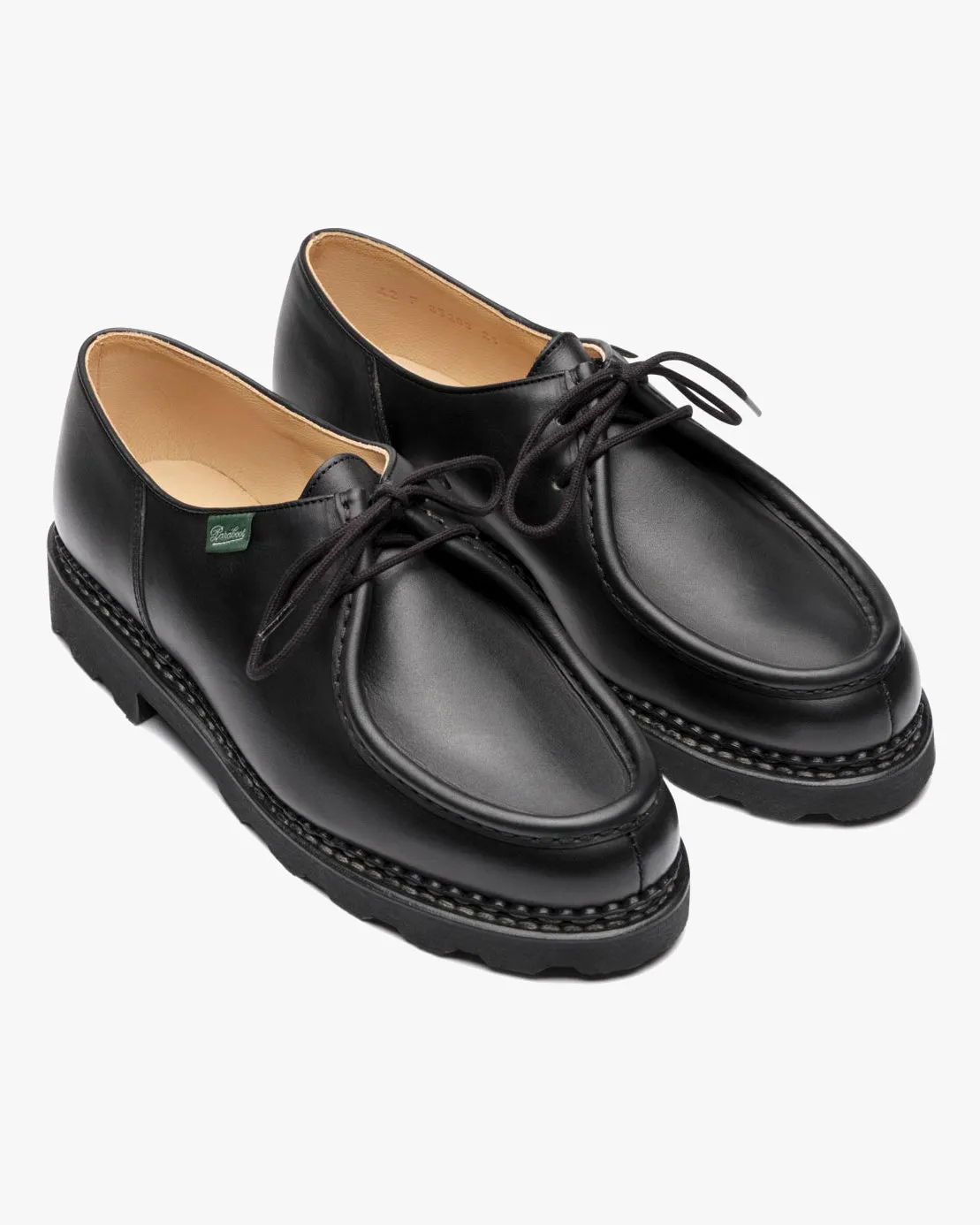 Paraboot Michael Piped Seam Derby Shoe - Lisse Noir / Marche Noire