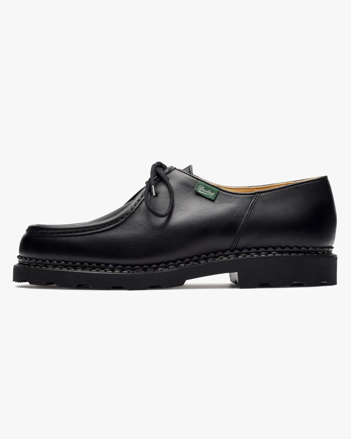 Paraboot Michael Piped Seam Derby Shoe - Lisse Noir / Marche Noire