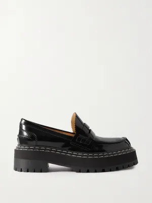 Patent-leather platform loafers