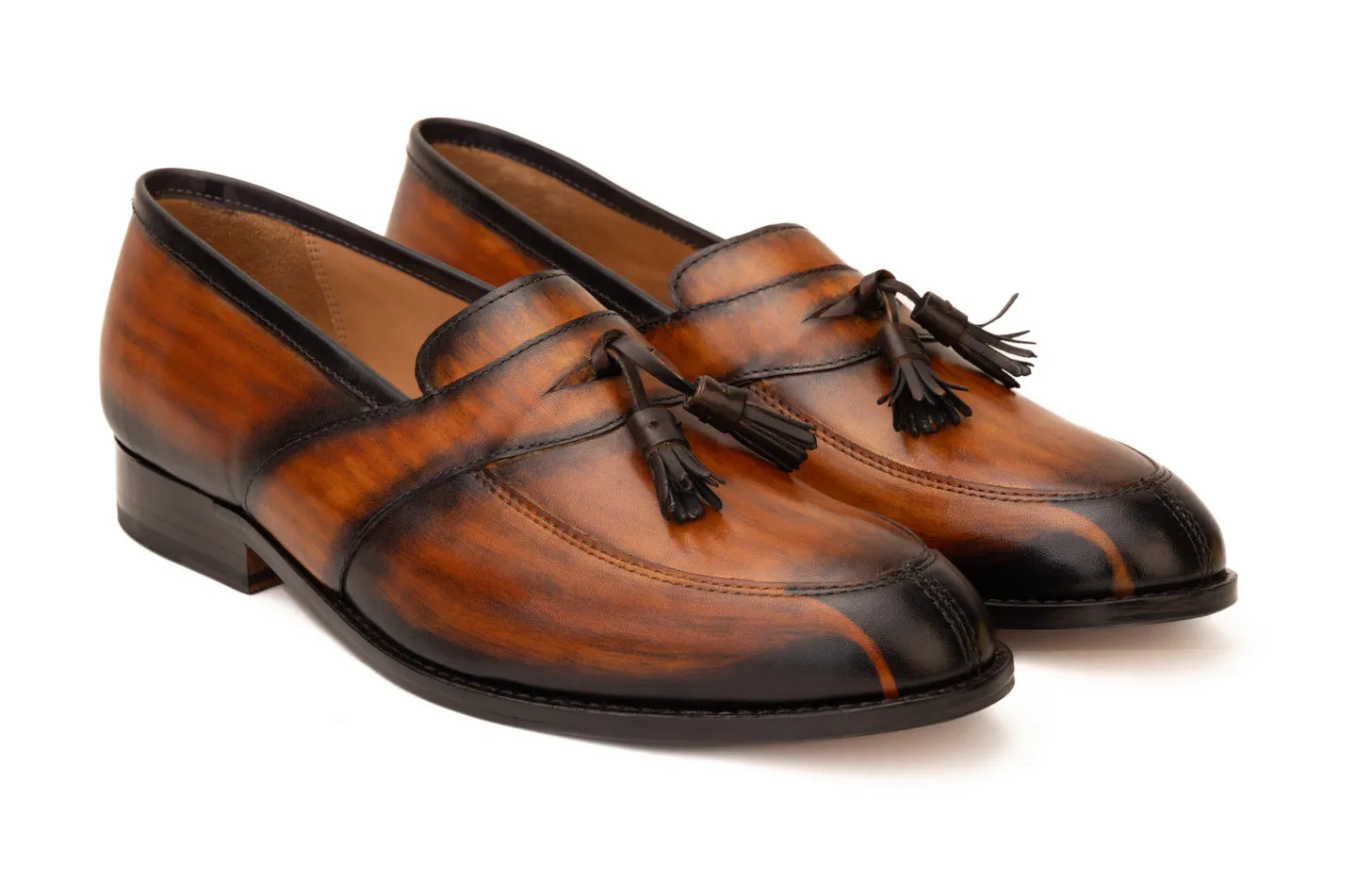 Patina Split Toe Apron Tassel Loafer