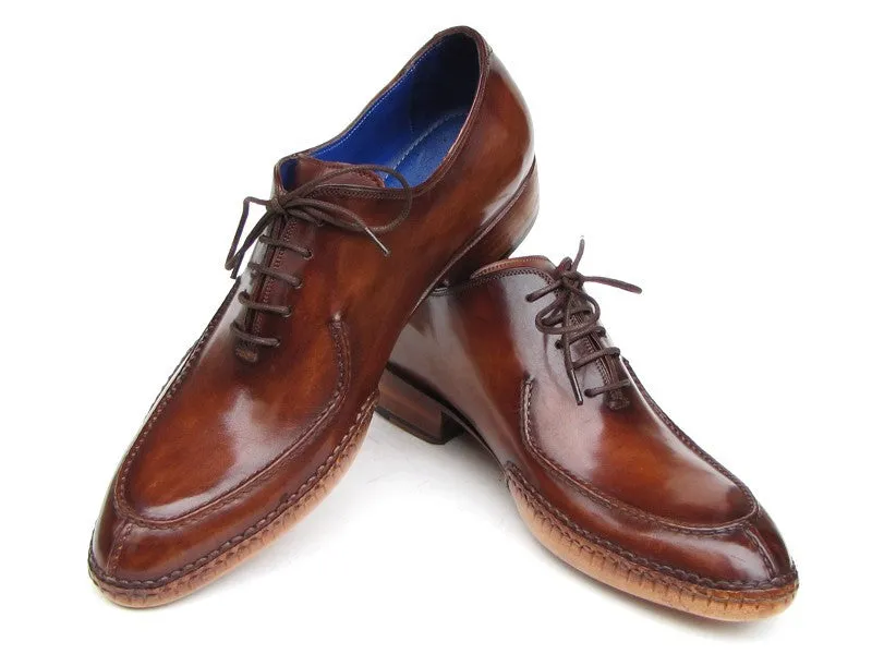 Paul Parkman Men's Side Handswen Split-Toe Brown Oxfords