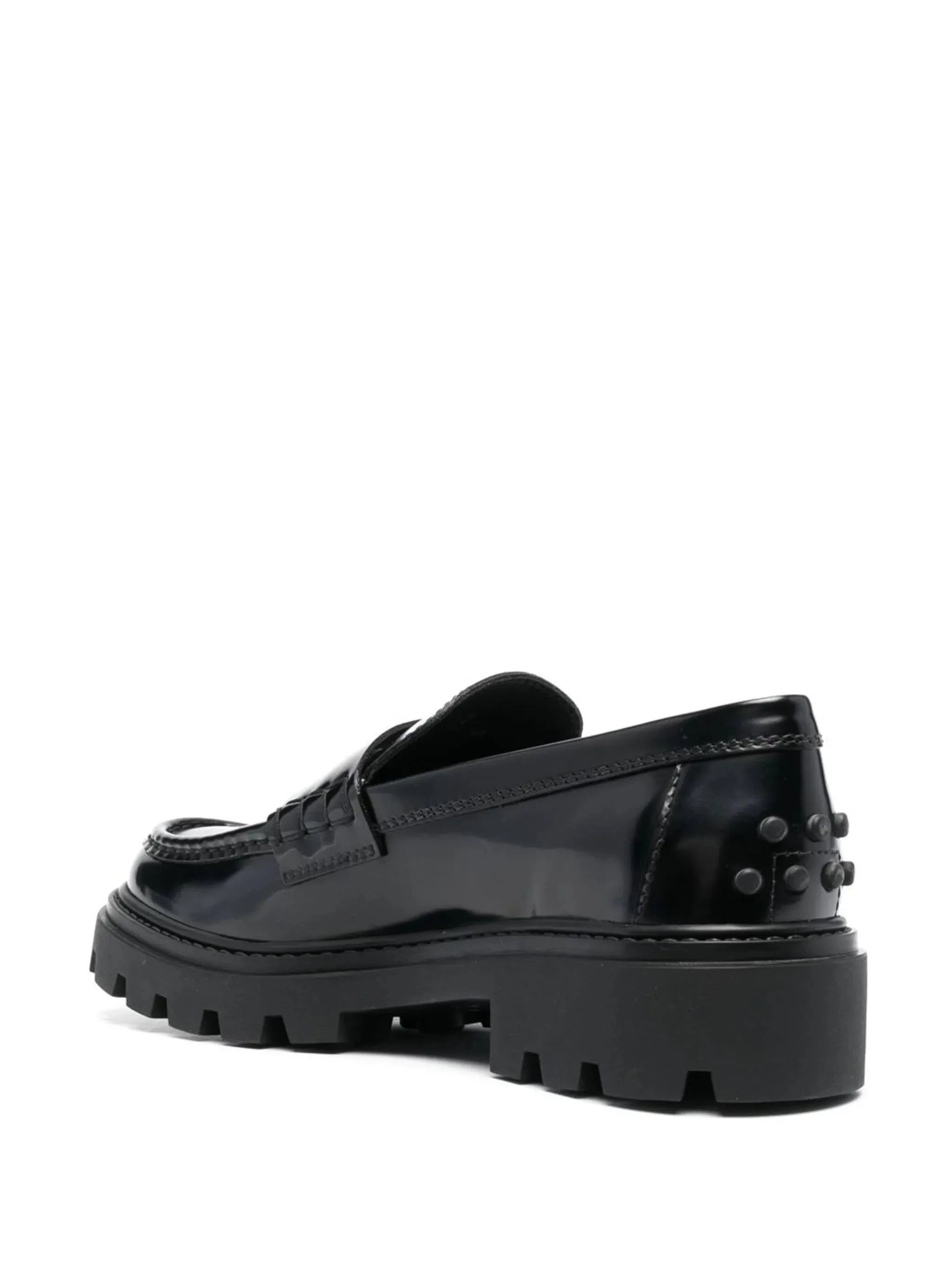 Penny Slot Black Leather Loafers