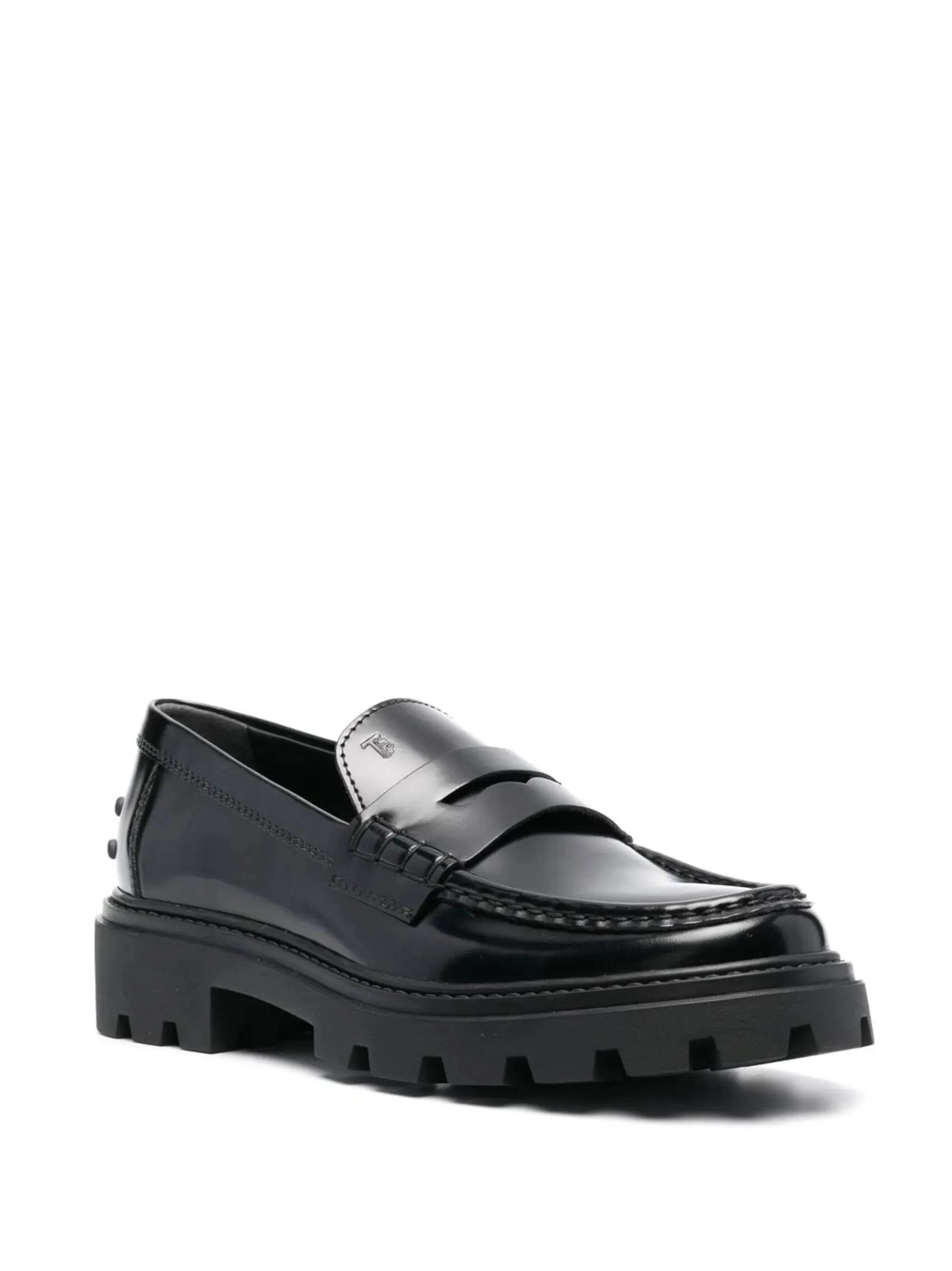 Penny Slot Black Leather Loafers