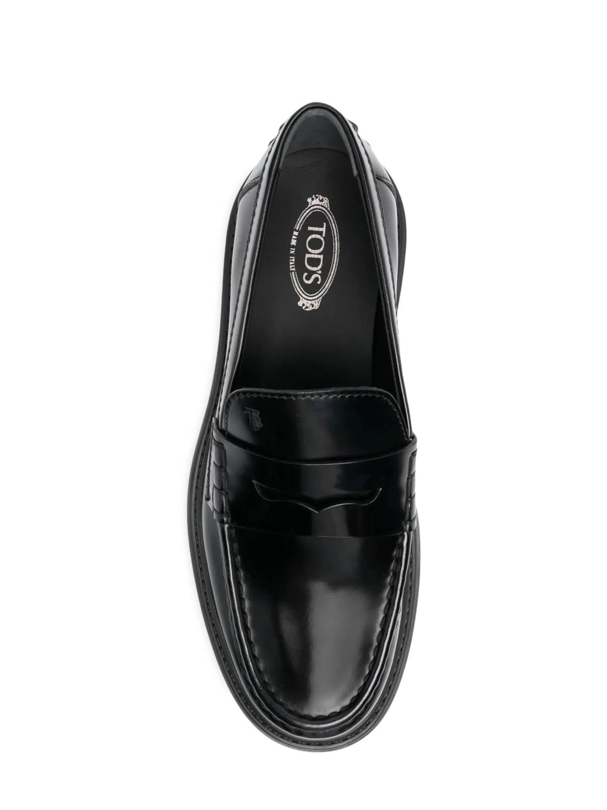 Penny Slot Black Leather Loafers