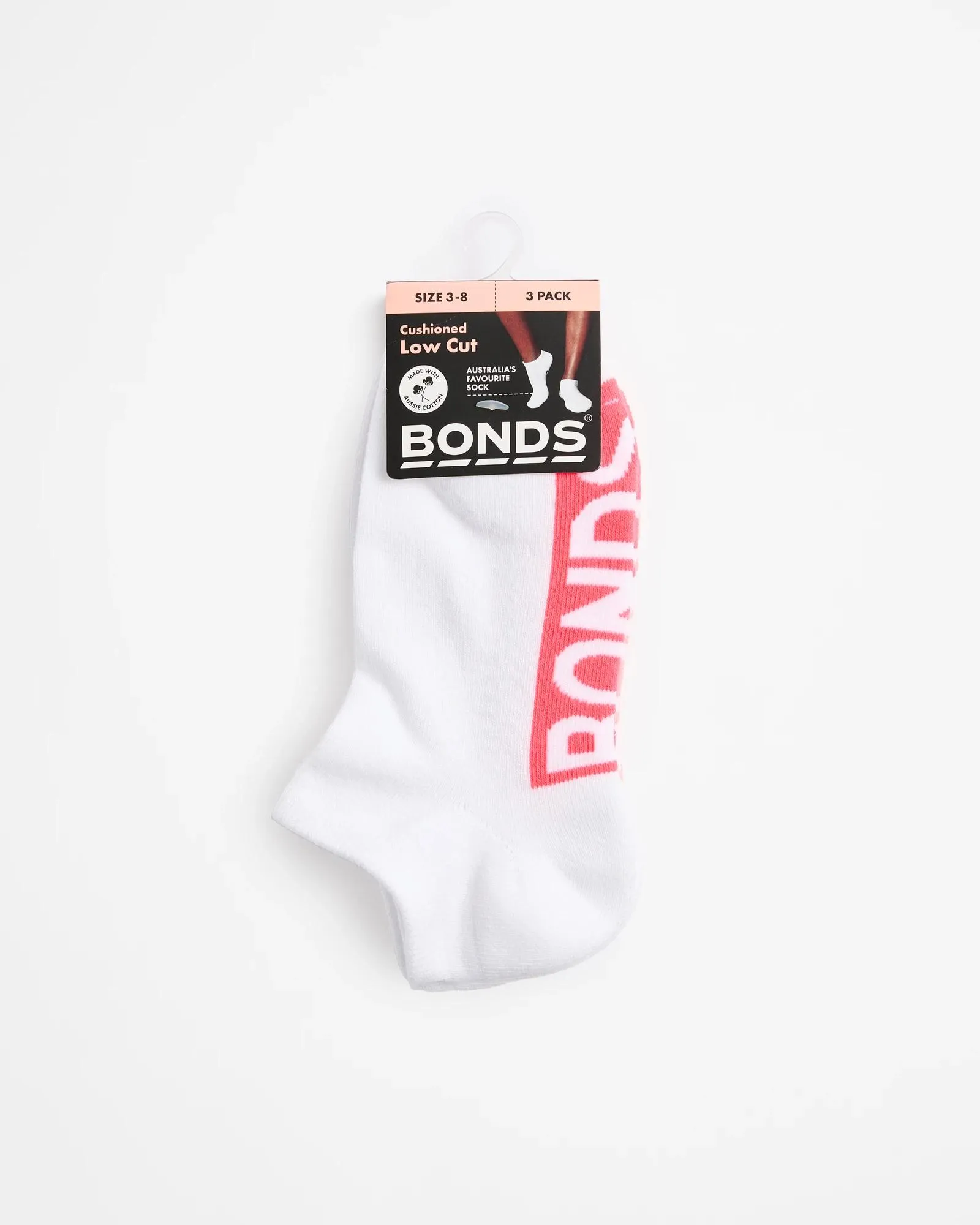 popular  Bonds 3 Pack Australian Cotton Blend Cushioned Low Cut Socks - White