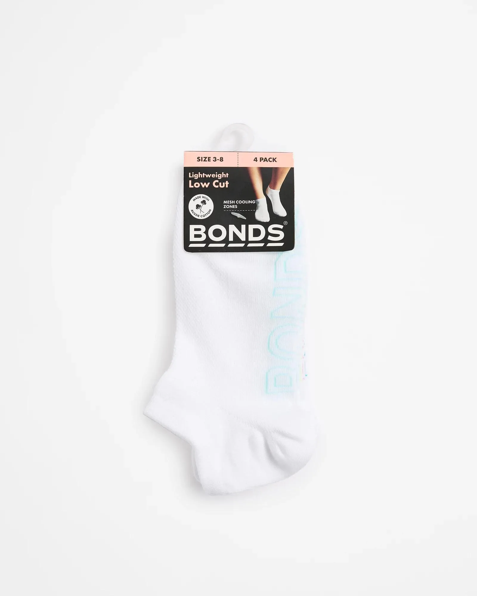 popular  Bonds 4 Pack Australian Cotton Blend Lightweight Low Cut Socks - White