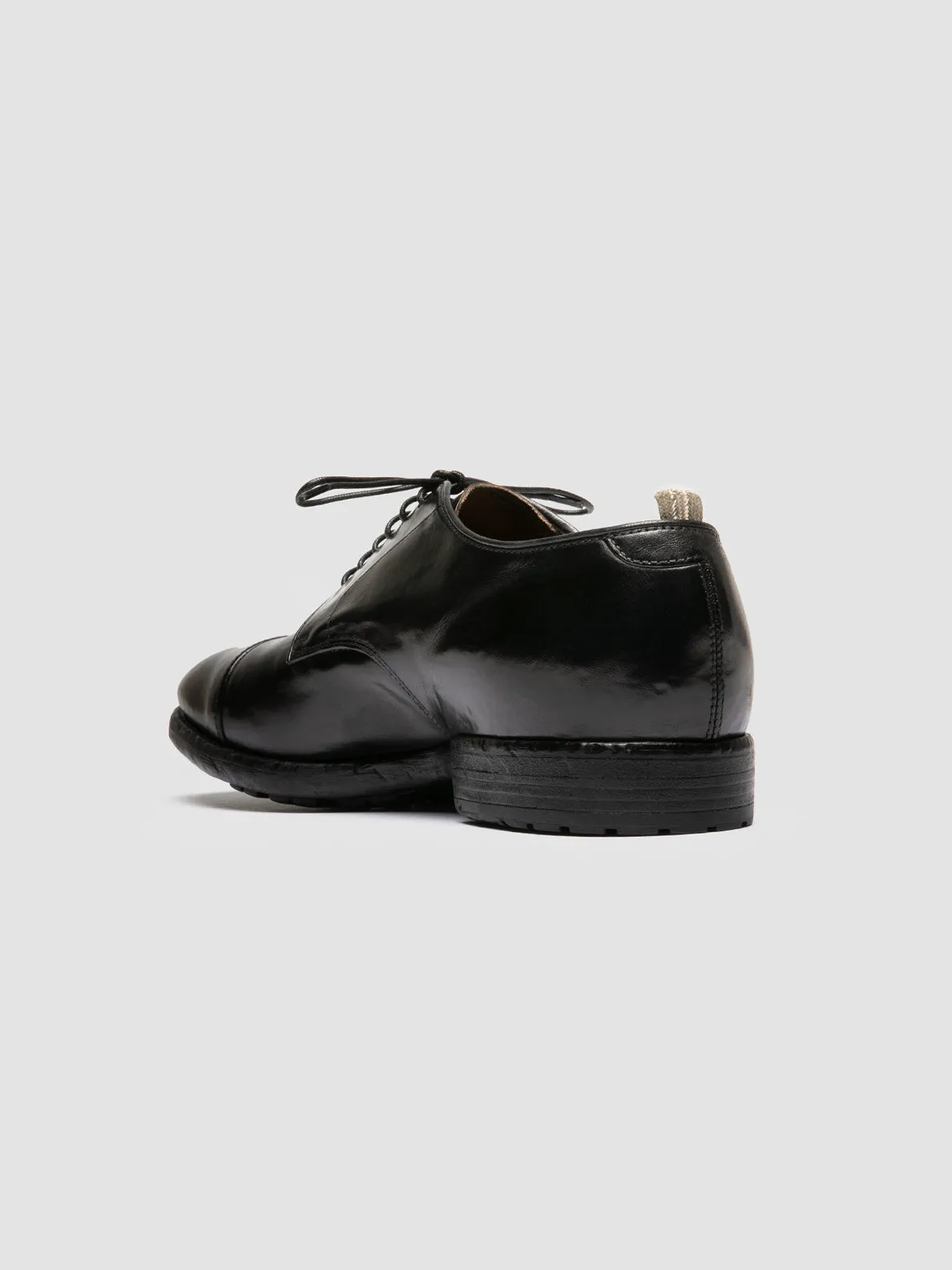 PRINCE 608 Nero - Black Leather Derby Shoes