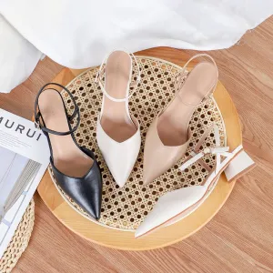 Puff Pretty Pointed Toe Low Heel Ankle Strap Shoes