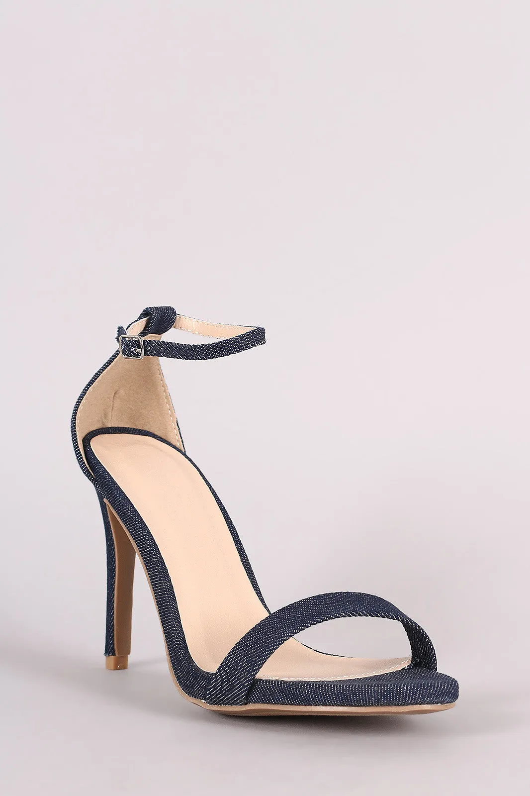 Qupid Denim Open Toe Dress Heel