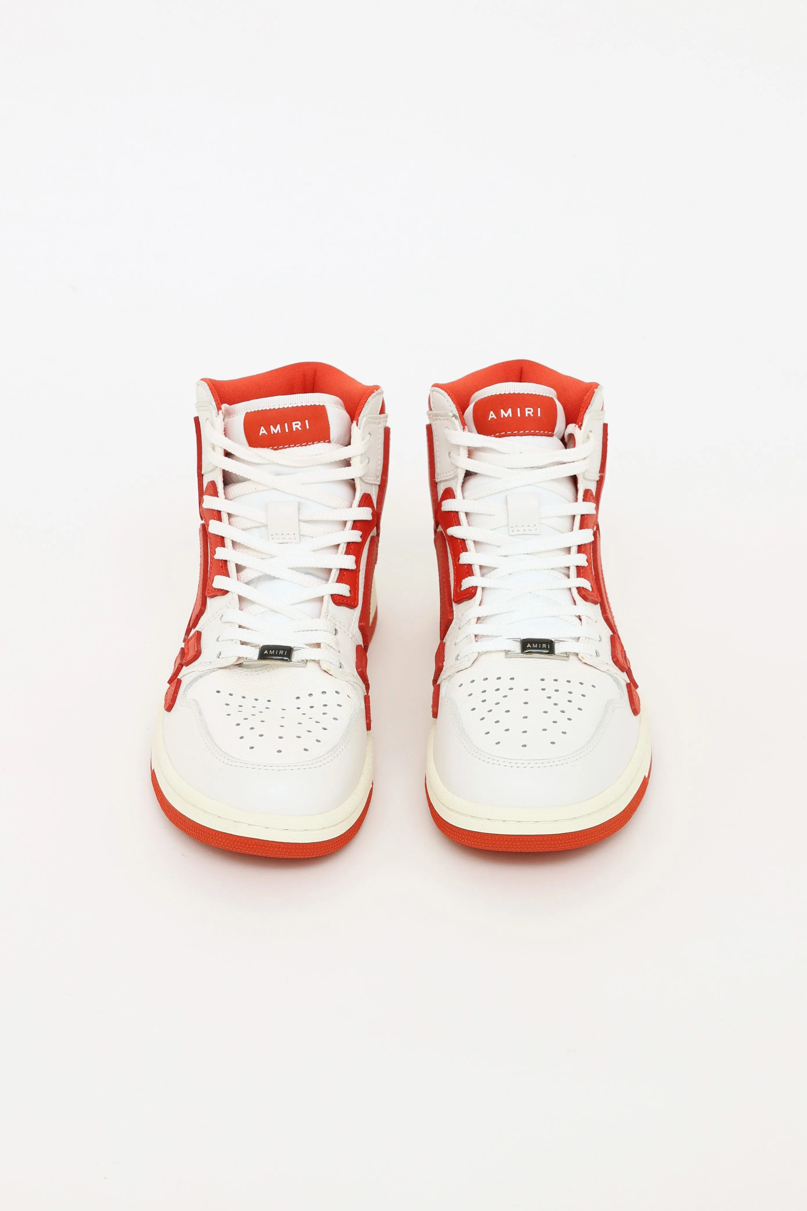 Red Leather Skel Top Hi Sneakers