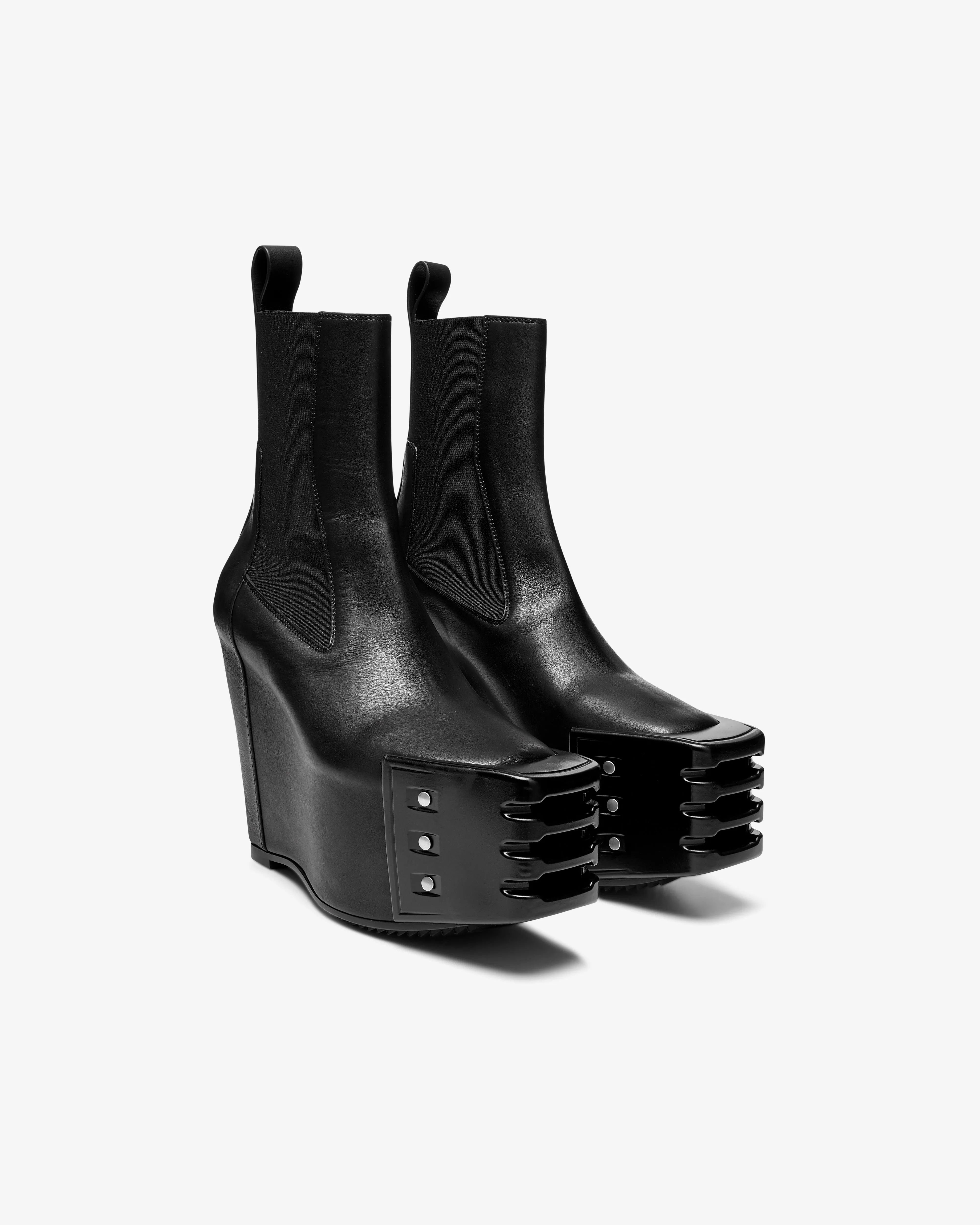 Rick Owens - Women's Grilled Wedge Beatle Chelsea Boots - (Black)