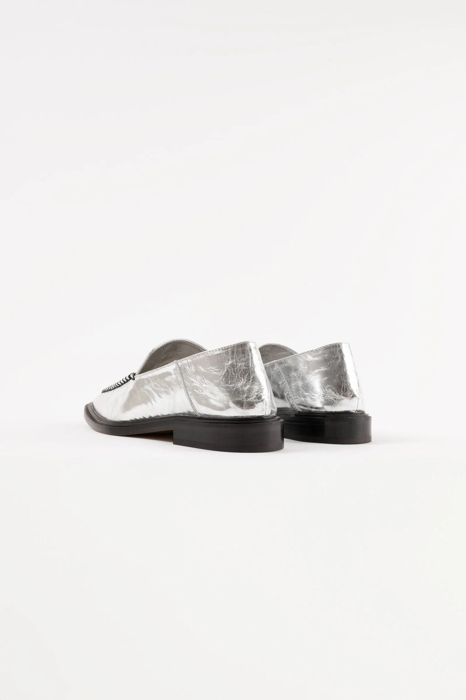 RIO - Silver Leather Flat Mules