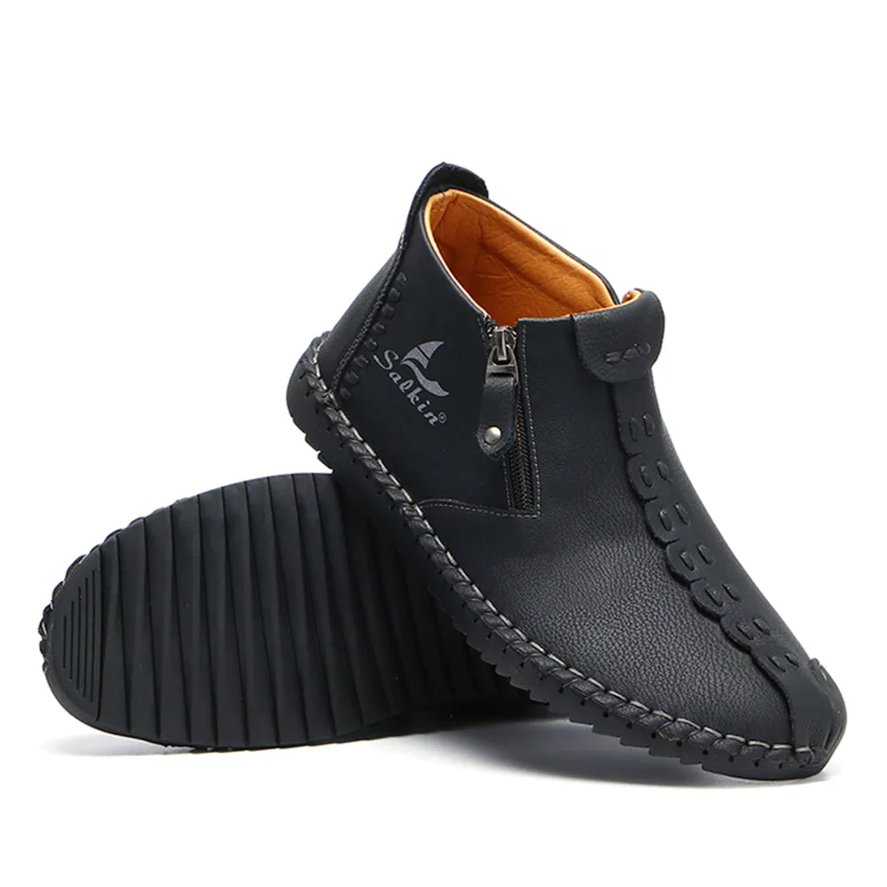 Salkin Herren Hand Nähen Seite Reißverschluss Soft Comfy Slip On Stiefeletten