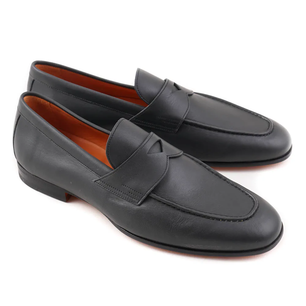 Santoni Soft Leather Loafers in Matte Gray