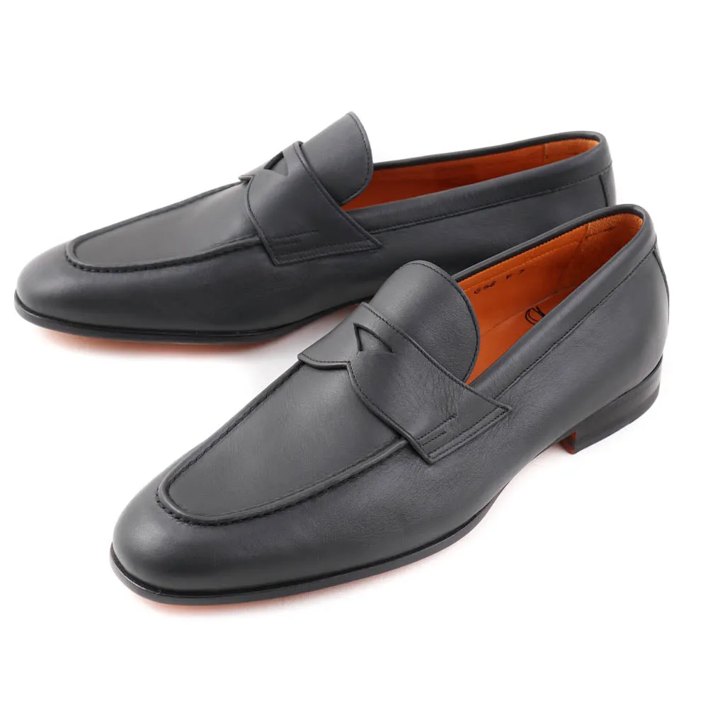 Santoni Soft Leather Loafers in Matte Gray