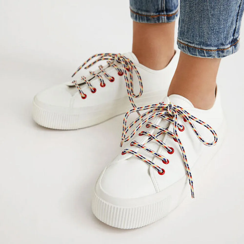 Scarpe Donna DESIGUAL Sneakers con Platform colore Bianco e Lacci Multicolor