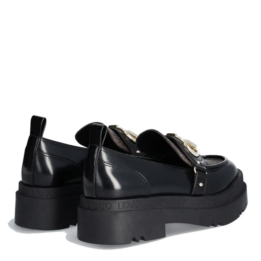 Scarpe Donna LIU JO Love 41 Mocassino Platform Nero con Inserto Monogram