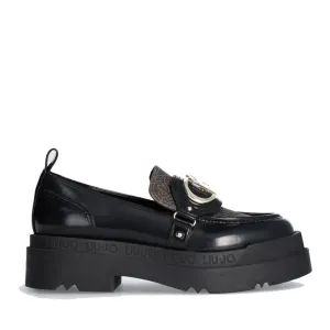 Scarpe Donna LIU JO Love 41 Mocassino Platform Nero con Inserto Monogram