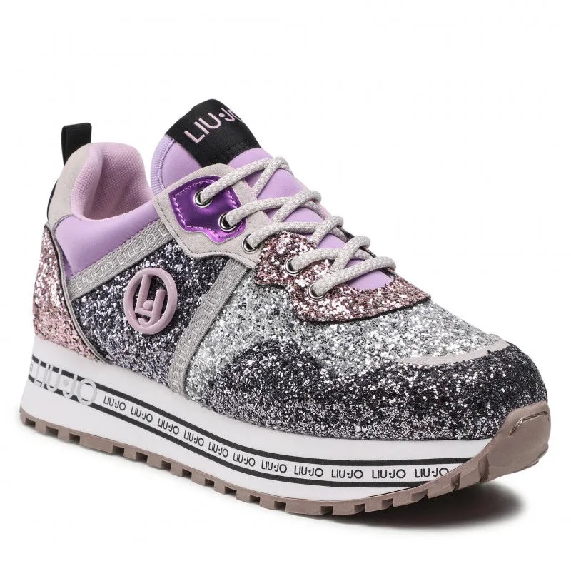 Scarpe Junior LIU JO linea Maxi Wonder 3 Sneakers Platform con Glitter Pewter