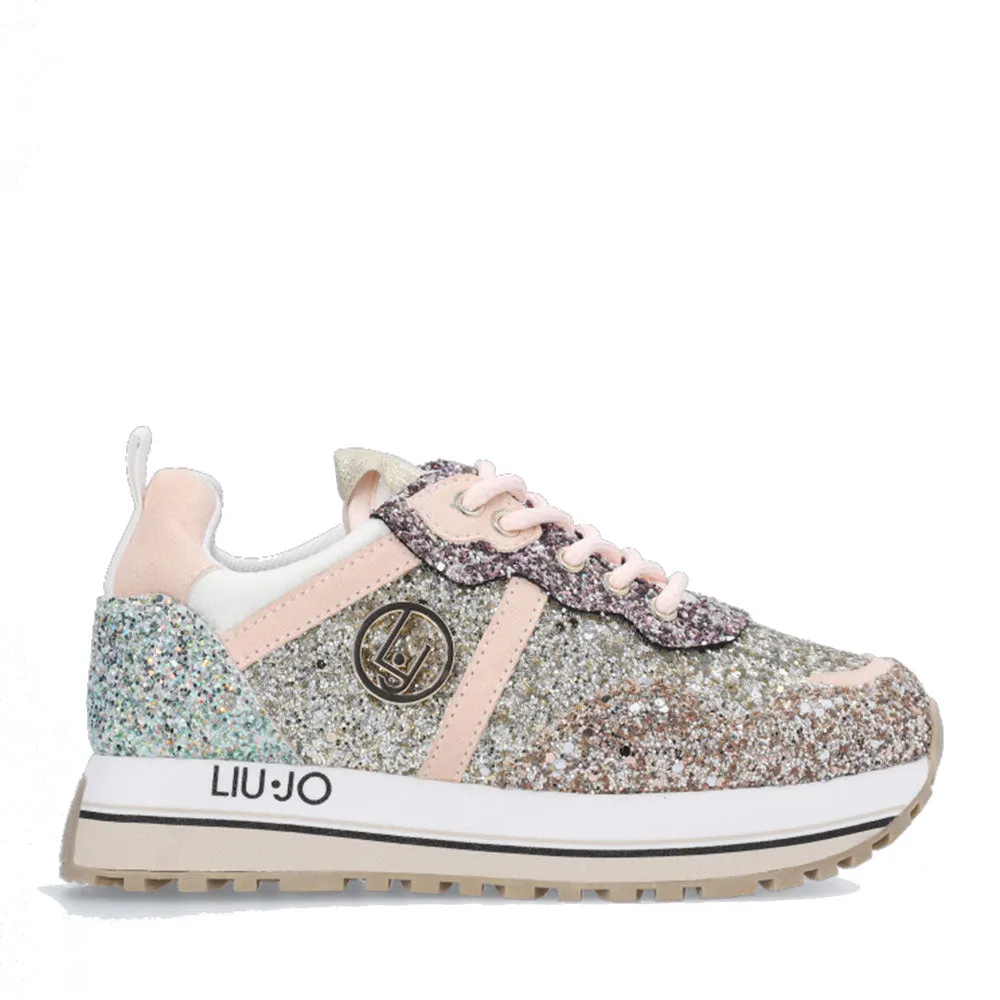 Scarpe LIU JO Sneakers Platform Maxi Wonder 518 in Glitter Light Gold