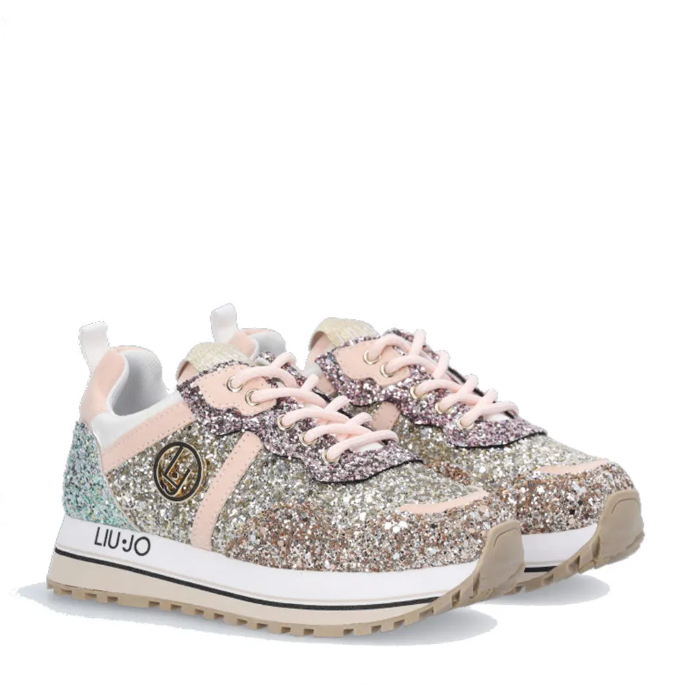 Scarpe LIU JO Sneakers Platform Maxi Wonder 518 in Glitter Light Gold