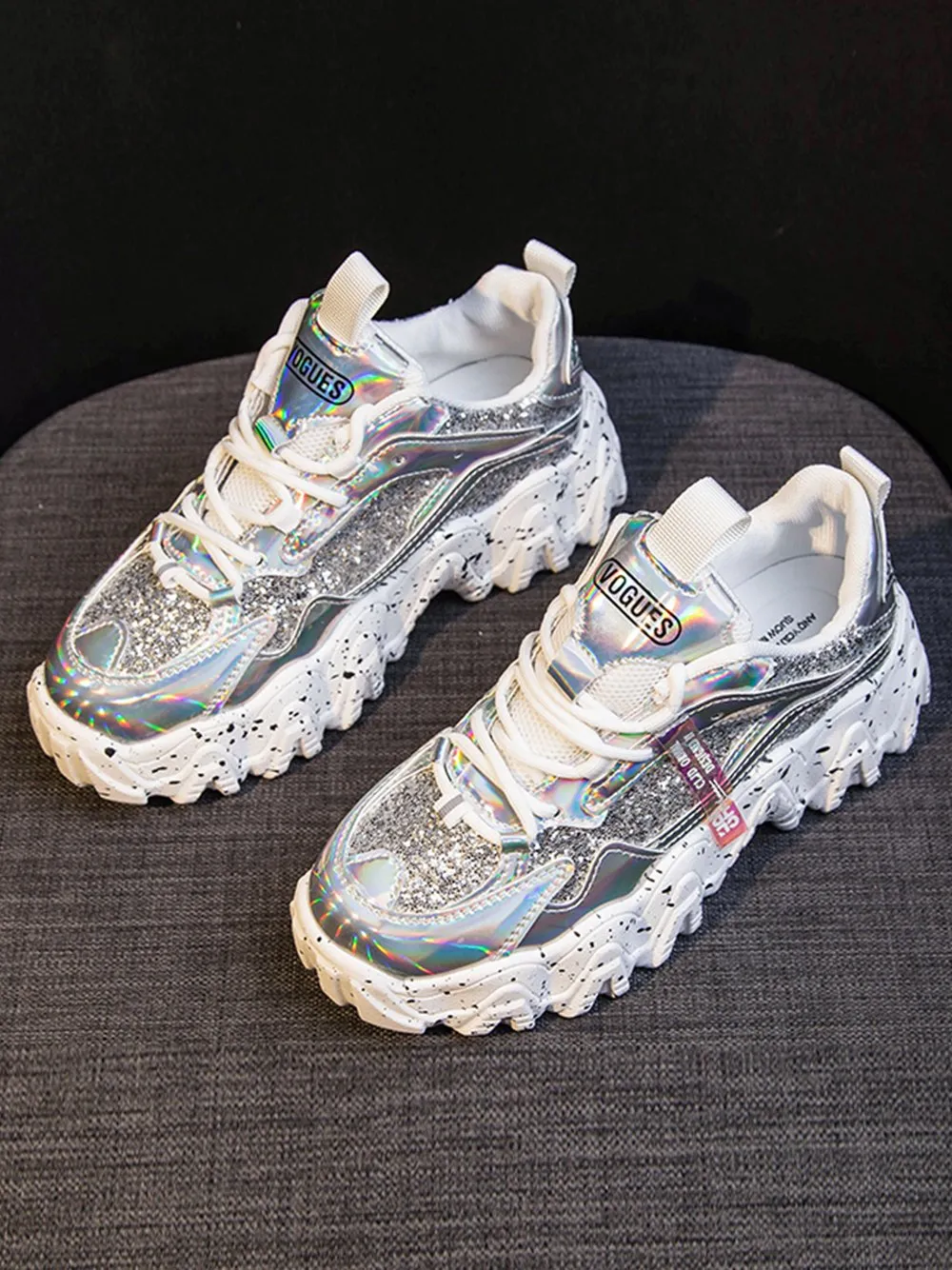 Sequined Cloth Platform Sneakers