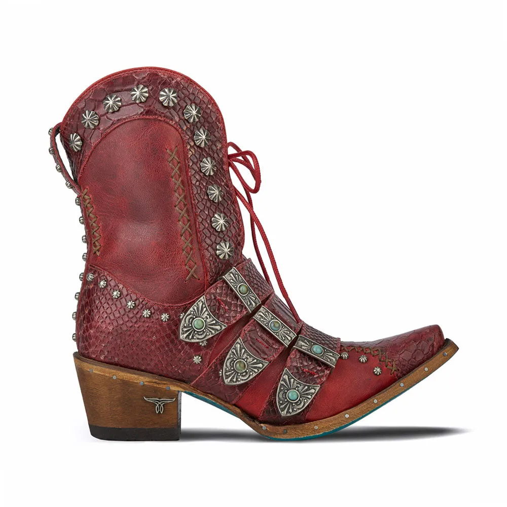 Showdown Studded Snip Toe Zippered Cowboy Booties