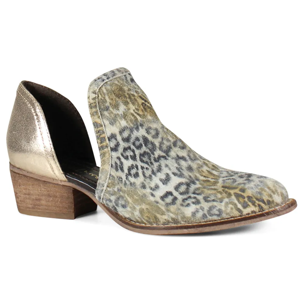 Shy Town Metallic Cheetah Cowboy Booties