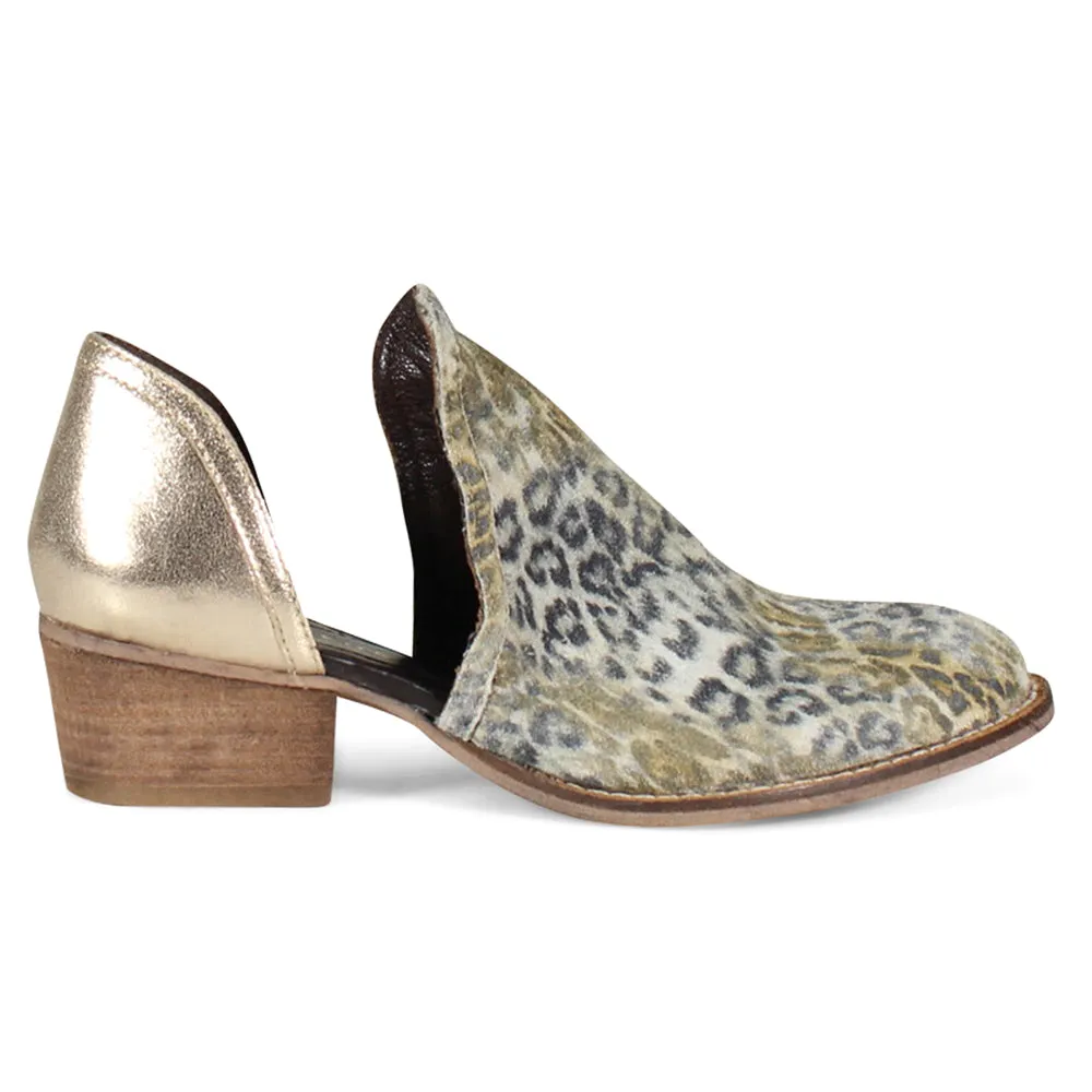 Shy Town Metallic Cheetah Cowboy Booties