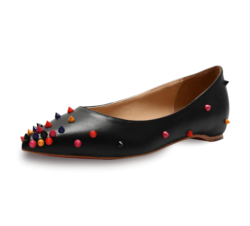 Skittle Studded Leather Flats