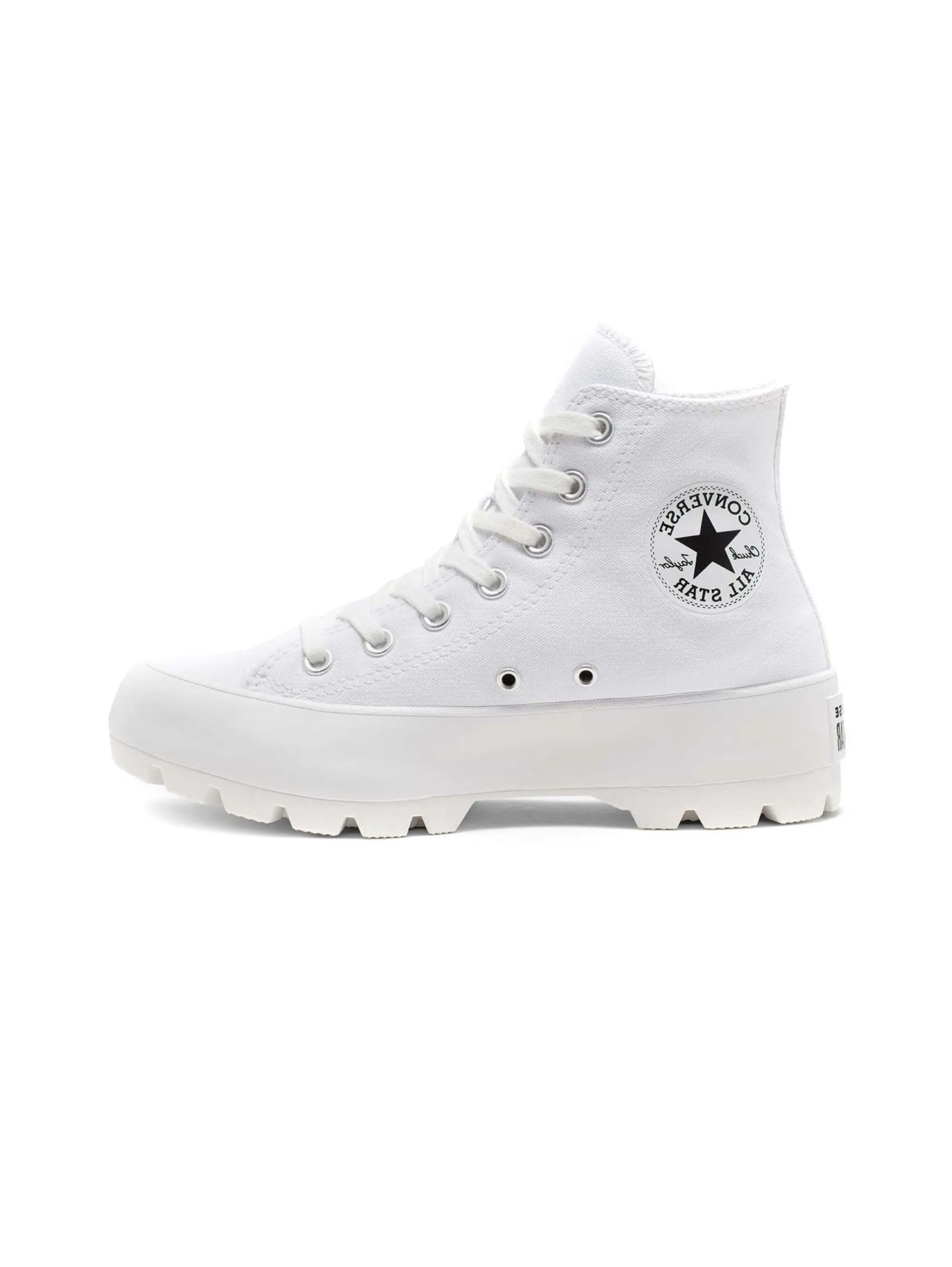 Sneakers in Canvas con Suola Dentellata Bianco