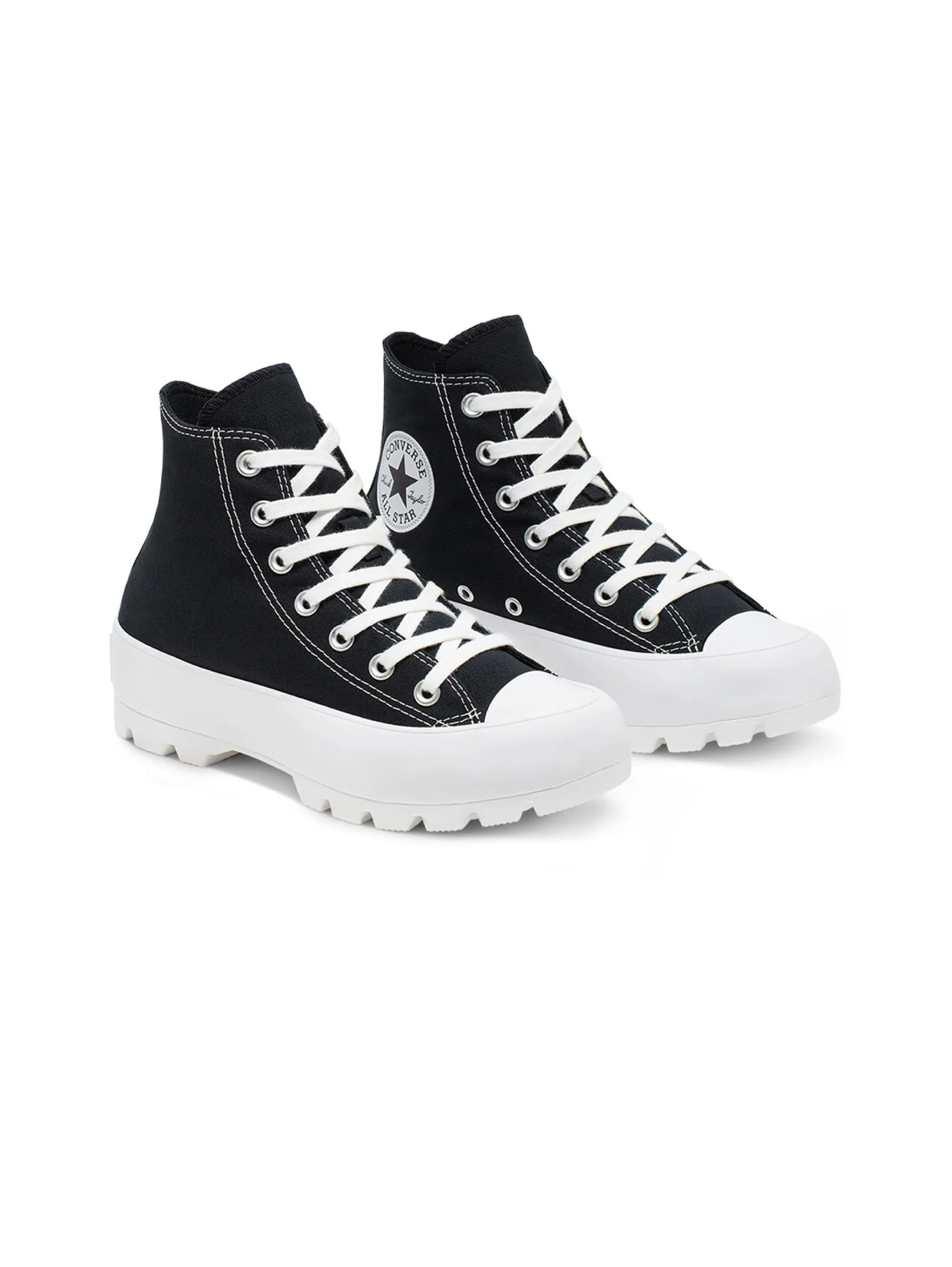 Sneakers in Canvas con Suola Dentellata Nero