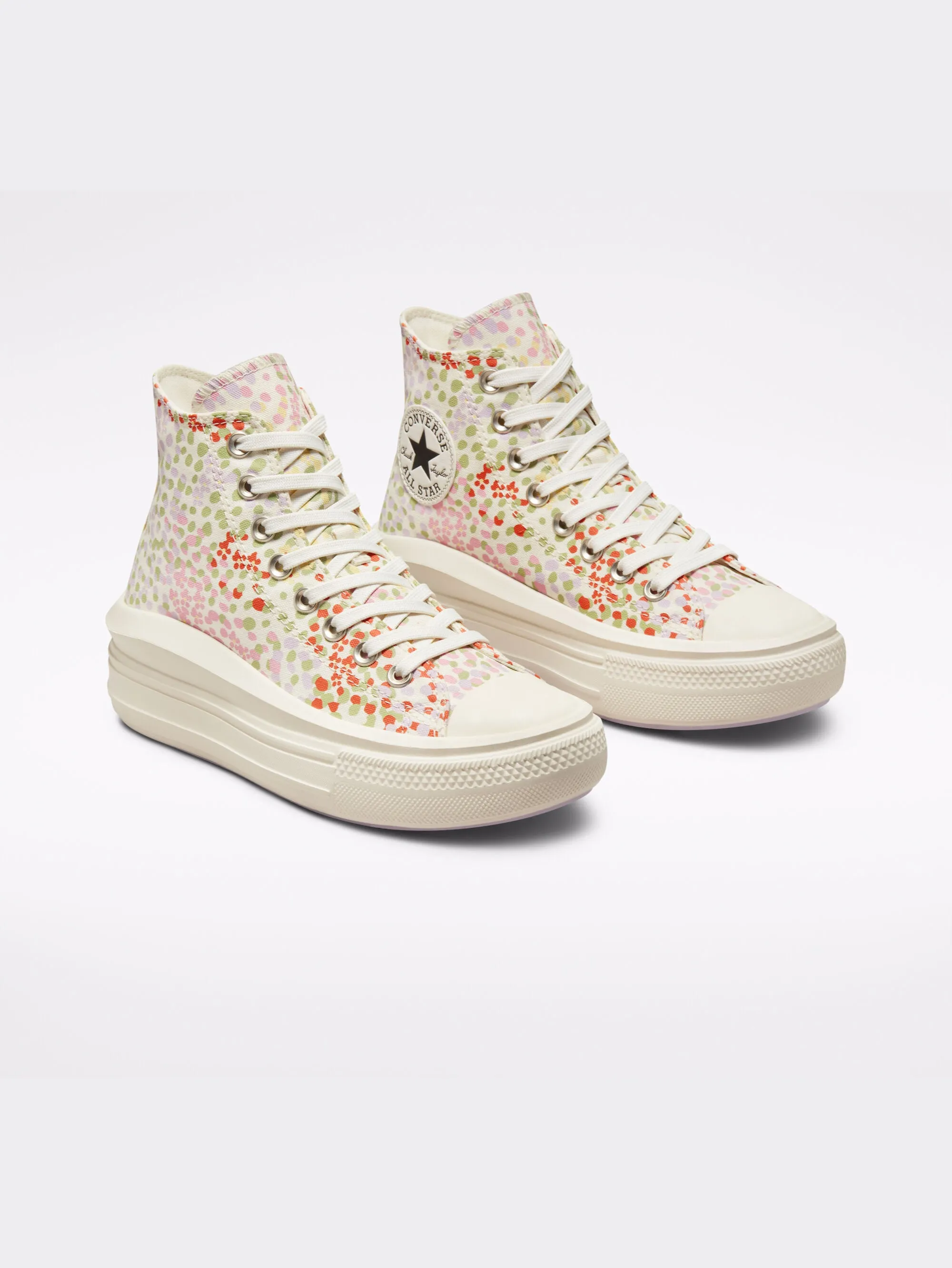 Sneakers Platform con Fiori e Pois Multicolor