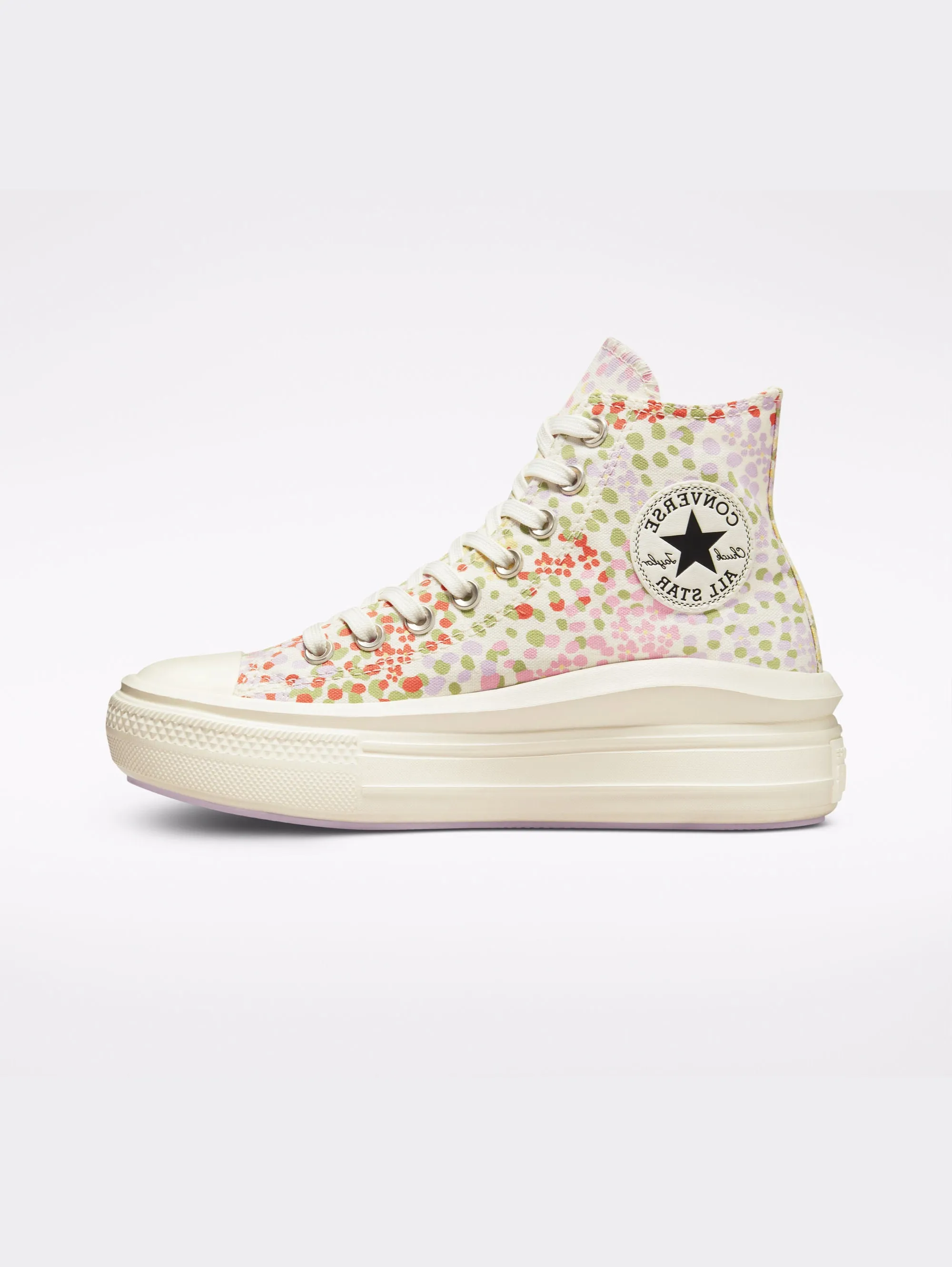 Sneakers Platform con Fiori e Pois Multicolor