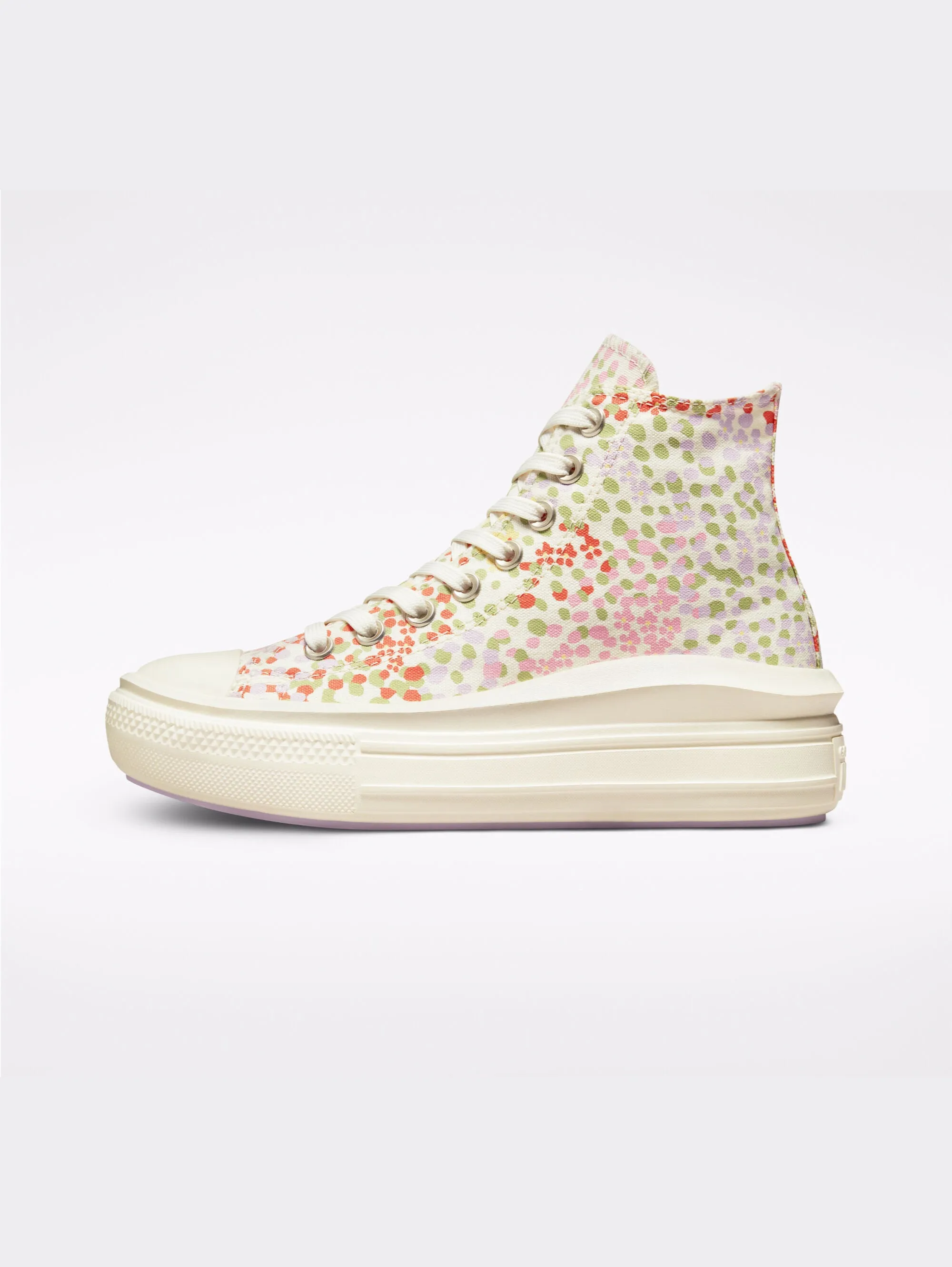 Sneakers Platform con Fiori e Pois Multicolor