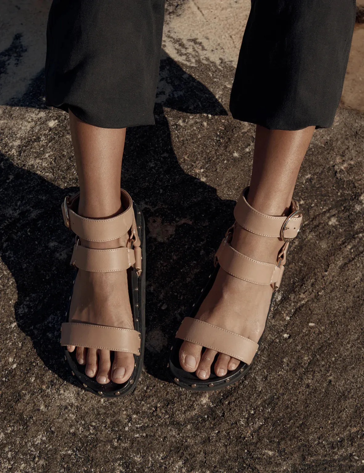 Studded Sandal | Nude