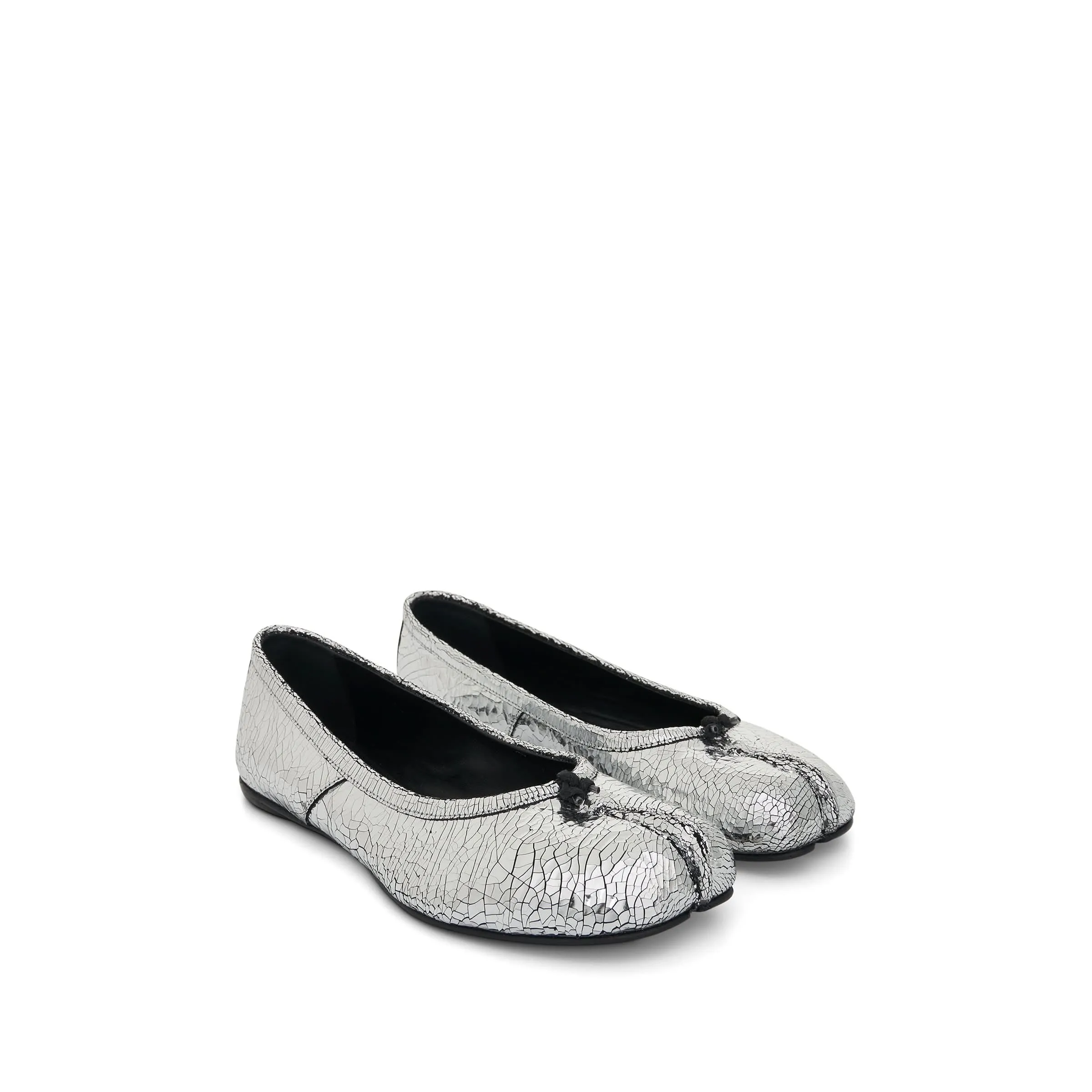 Tabi Mirror Ballerina Shoes in Silver