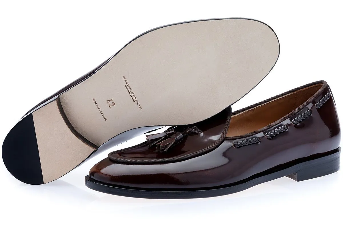 TANGERINE 8 BRUSHED COCOA BELGIAN LOAFERS