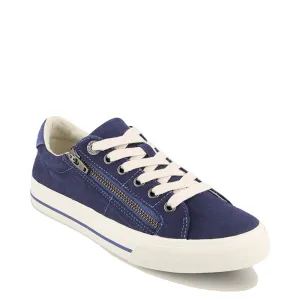 Taos Women's Z Soul Side Zip Canvas Lace Sneaker in Blue Indigo