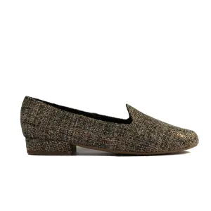 'Tracey' vegan-textile loafers by Zette Shoes - bronze multicolour