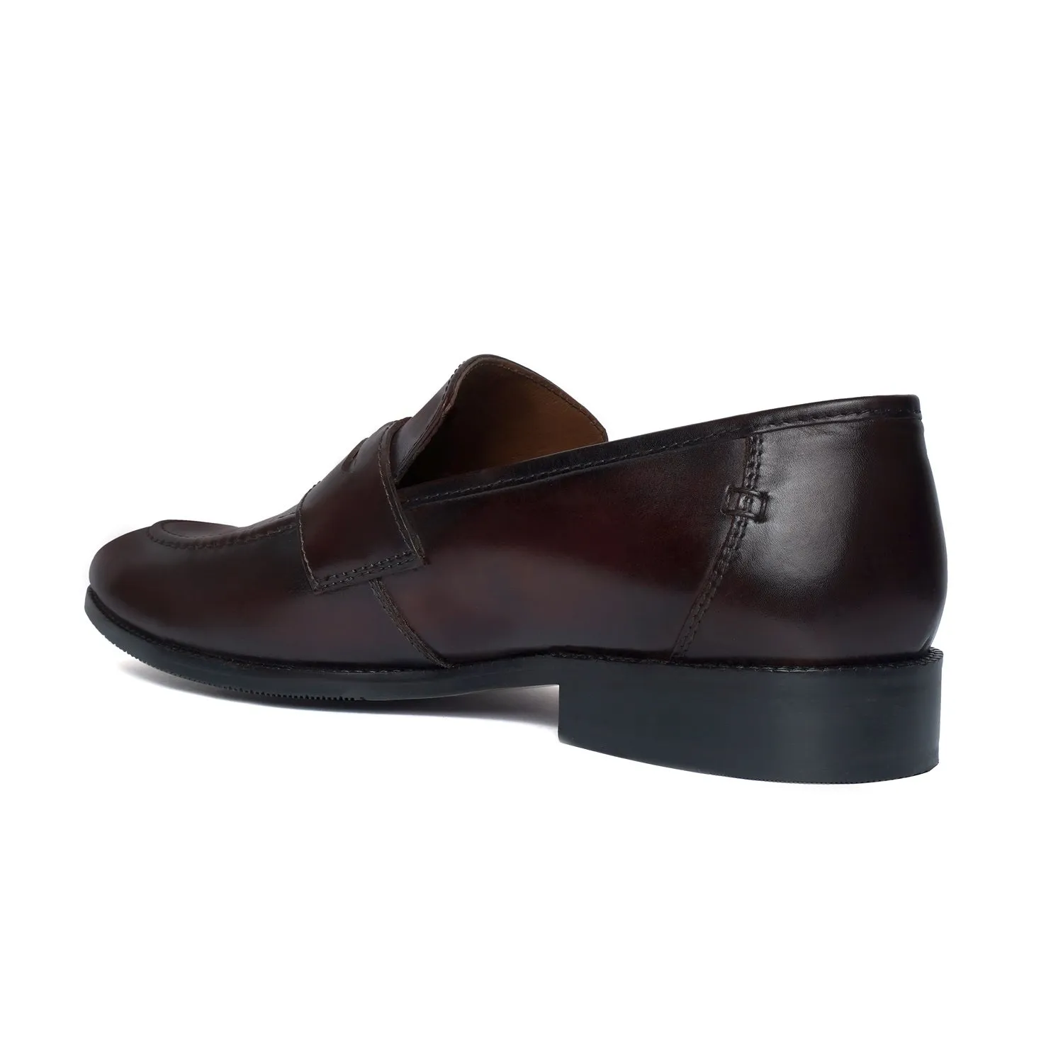 Trademark Lion Logo Penny Loafers in Dark Brown Leather