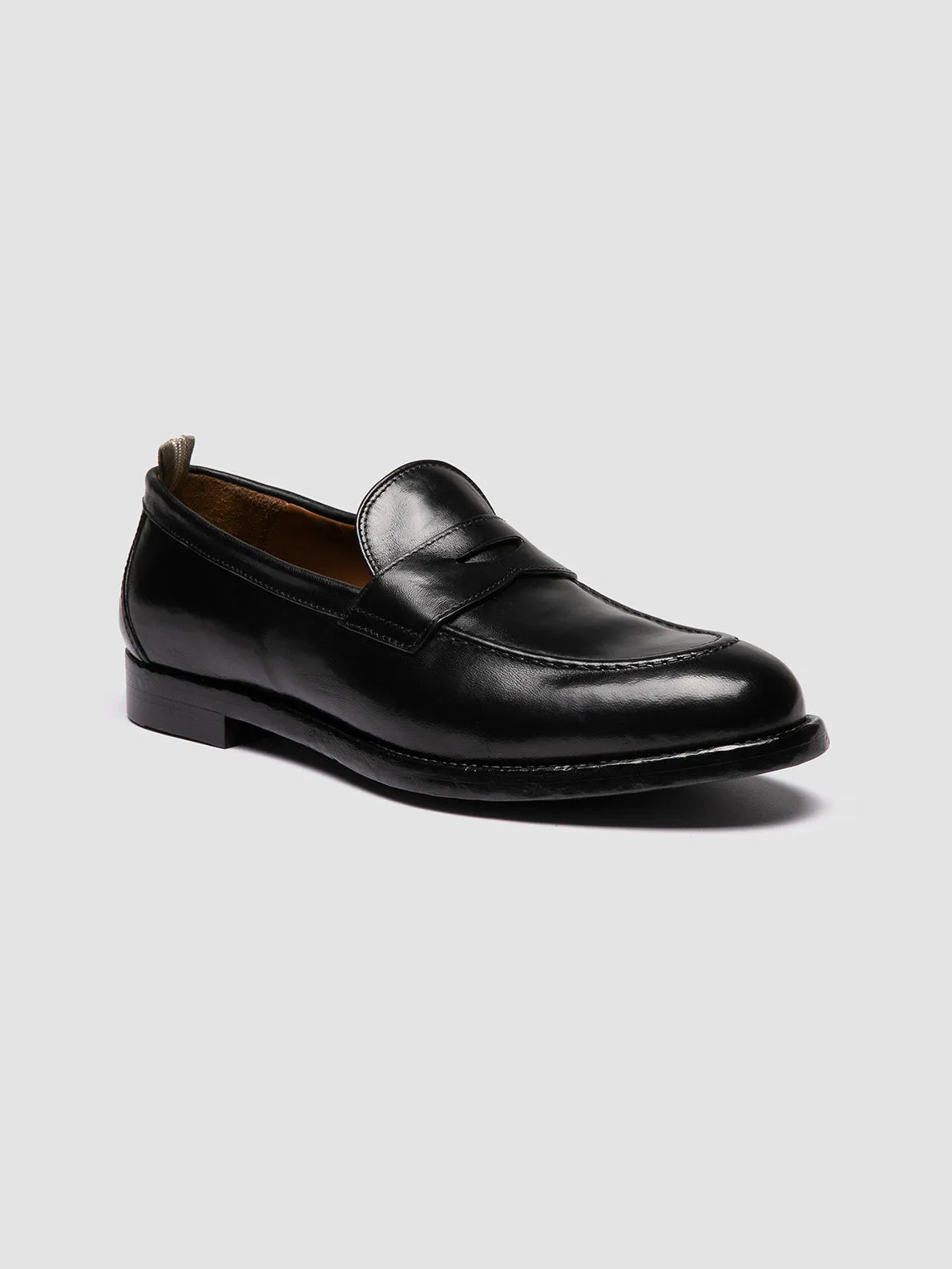 TULANE 002 - Black Leather Penny Loafers