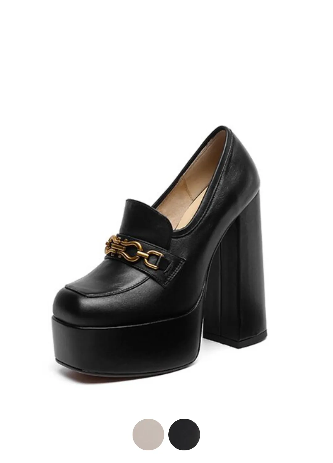 USS Shoes Pilar Women's Platform Leather Pump Black Shoes