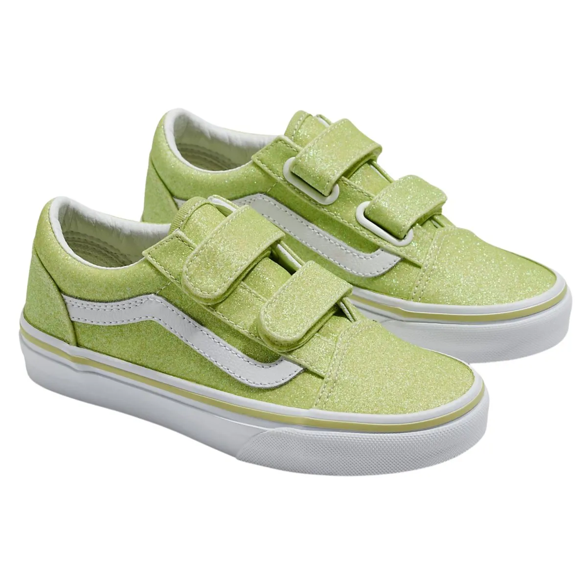 Vans Girl's (Preschool) Old Skool V Glitter Lime Sherbert