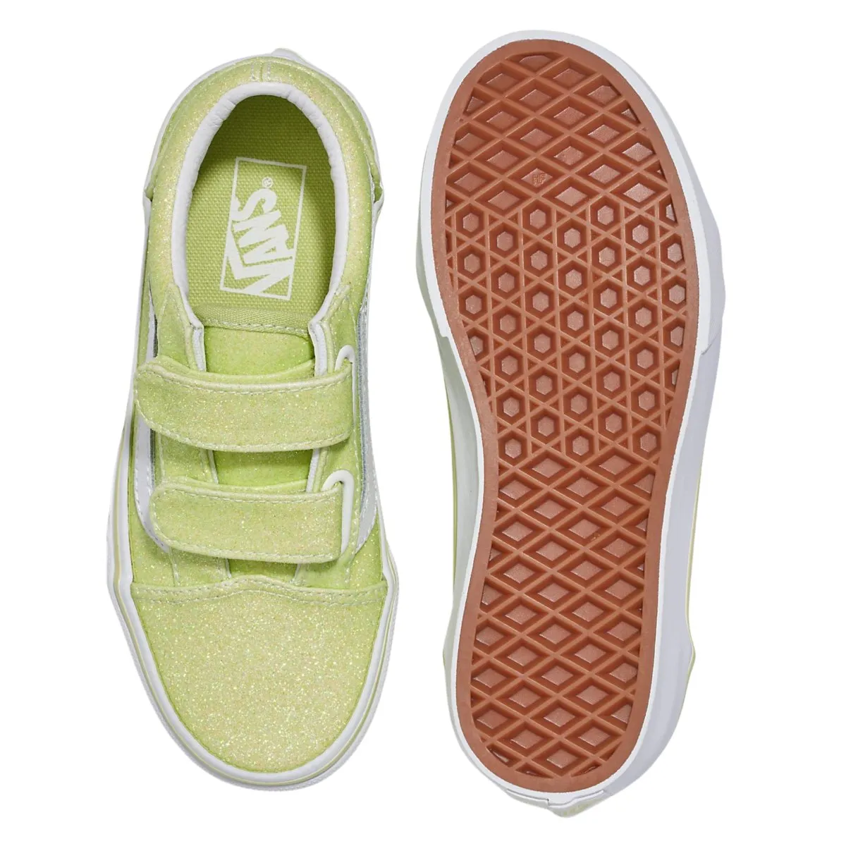 Vans Girl's (Preschool) Old Skool V Glitter Lime Sherbert