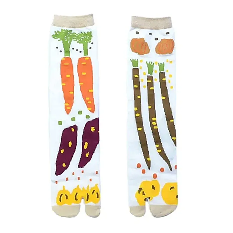 Vegetable Print Split Toe Tabi Socks