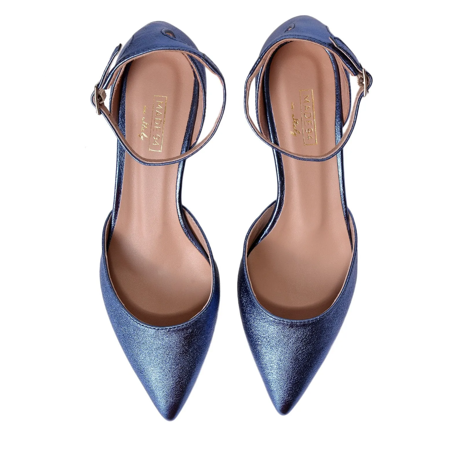 Viki Metallic Blue Leather Shoes